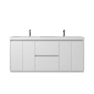 Angela-T 72'' Double Sink Integrated Bathroom Vanity with White Countertop in HG.White TONA Bathroom Furniture