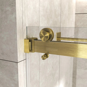 Brushed Gold 56-60" x 76" Double Sliding Shower Door, Frameless 3/8" Tempered Glass TONA Bathroom Furniture