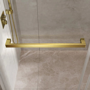 Brushed Gold 56-60" x 76" Double Sliding Shower Door, Frameless 3/8" Tempered Glass TONA Bathroom Furniture