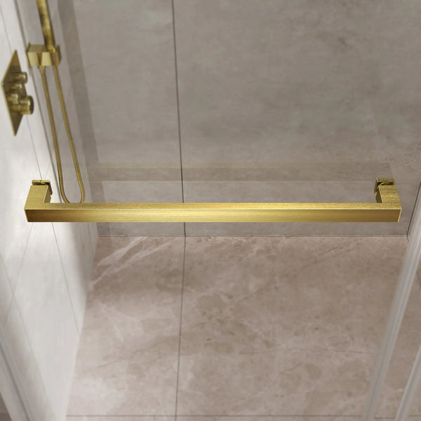 Brushed Gold 56-60" x 76" Double Sliding Shower Door, Frameless 3/8" Tempered Glass TONA Bathroom Furniture