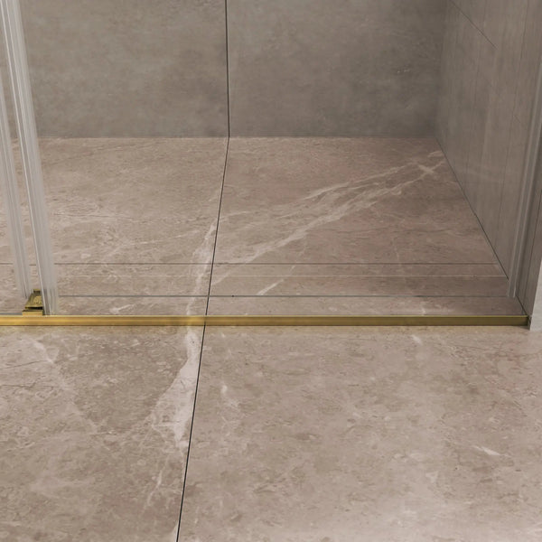 Brushed Gold 56-60" x 76" Double Sliding Shower Door, Frameless 3/8" Tempered Glass TONA Bathroom Furniture