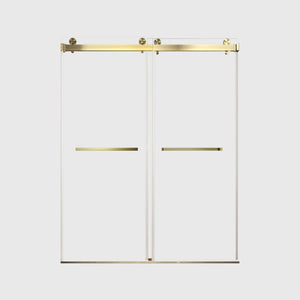 Brushed Gold 56-60" x 76" Double Sliding Shower Door, Frameless 3/8" Tempered Glass TONA Bathroom Furniture