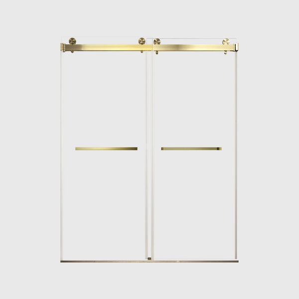 Brushed Gold 56-60" x 76" Double Sliding Shower Door, Frameless 3/8" Tempered Glass TONA Bathroom Furniture
