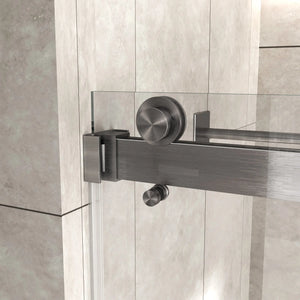 Brushed Nickel 56-60" x 76" Double Sliding Shower Door, Frameless 3/8" Tempered Glass TONA Bathroom Furniture