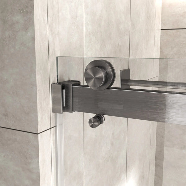 Brushed Nickel 56-60" x 76" Double Sliding Shower Door, Frameless 3/8" Tempered Glass TONA Bathroom Furniture