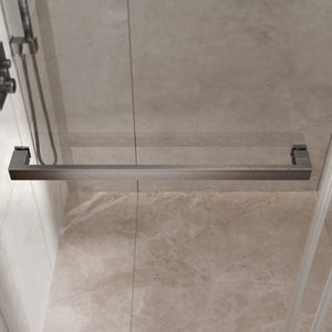 Brushed Nickel 56-60" x 76" Double Sliding Shower Door, Frameless 3/8" Tempered Glass TONA Bathroom Furniture