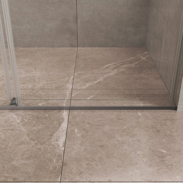 Brushed Nickel 56-60" x 76" Double Sliding Shower Door, Frameless 3/8" Tempered Glass TONA Bathroom Furniture