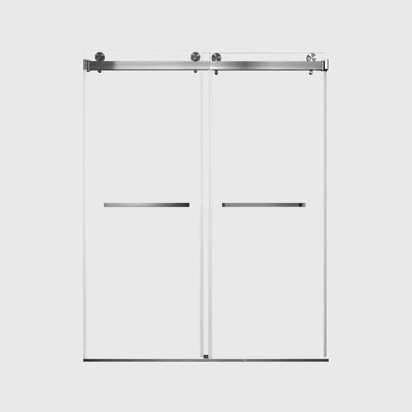 Brushed Nickel 56-60" x 76" Double Sliding Shower Door, Frameless 3/8" Tempered Glass TONA Bathroom Furniture