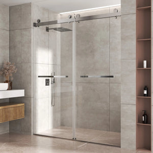 Chrome 56-60" x 76" Double Sliding Shower Door, Frameless 3/8" Tempered Glass TONA Bathroom Furniture