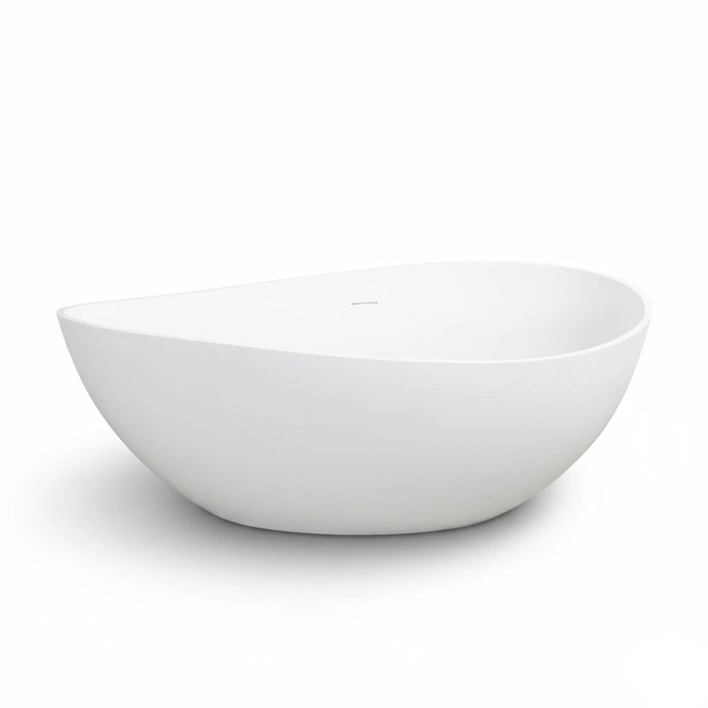 Cunard 63" Stone Resin Freestanding Soaking Bathtub – Matt White TONA Bathroom Furniture