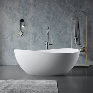 Cunard 63" Stone Resin Freestanding Soaking Bathtub – Matt White TONA Bathroom Furniture
