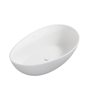 Cunard 63" Stone Resin Freestanding Soaking Bathtub – Matt White TONA Bathroom Furniture