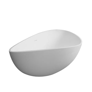 Cunard 63" Stone Resin Freestanding Soaking Bathtub – Matt White TONA Bathroom Furniture