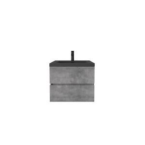 Edi 24'' Grey Single Sink Floating Bathroom Vanity with Black Quartz Sands Countertop TONA Bathroom Furniture
