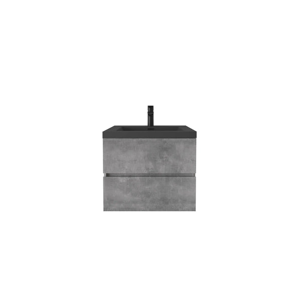 Edi 24'' Grey Single Sink Floating Bathroom Vanity with Black Quartz Sands Countertop TONA Bathroom Furniture