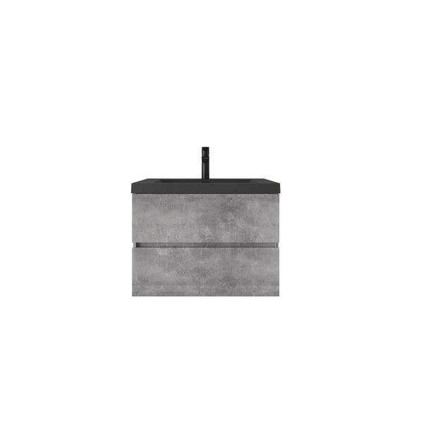 Edi 30'' Grey Single Sink Floating Bathroom Vanity with Black Quartz Sands Countertop TONA Bathroom Furniture