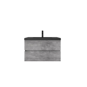Edi 36'' Grey Single Sink Floating Bathroom Vanity with Black Quartz Sands Countertop TONA Bathroom Furniture