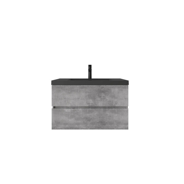 Edi 36'' Grey Single Sink Floating Bathroom Vanity with Black Quartz Sands Countertop TONA Bathroom Furniture