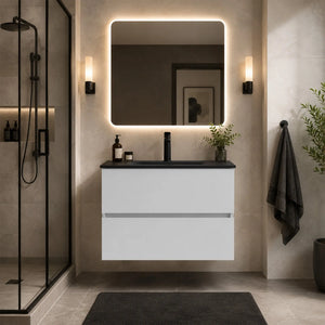 Emily 26" Floating Bathroom Vanity with Black Quartz Sands Countertop TONA Bathroom Furniture