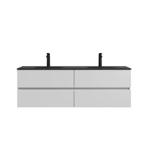 Emily 60" Floating Bathroom Vanity with Black Quartz Sands Countertop TONA Bathroom Furniture
