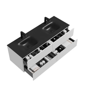 Emily 60" Floating Bathroom Vanity with Black Quartz Sands Countertop TONA Bathroom Furniture