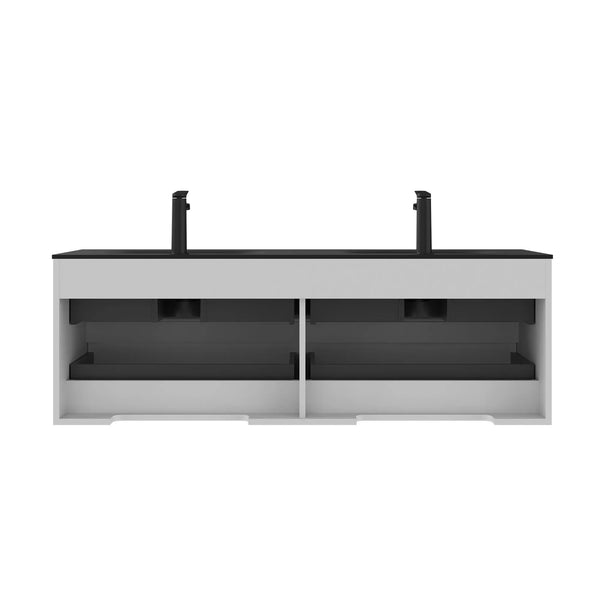 Emily 60" Floating Bathroom Vanity with Black Quartz Sands Countertop TONA Bathroom Furniture