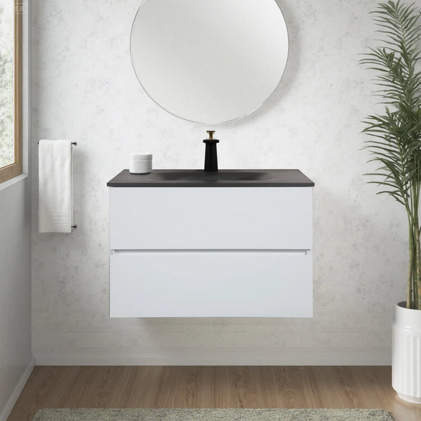 TONA Emily Floating Vanity with Black Countertop (26"-60") TONA Bathroom Furniture