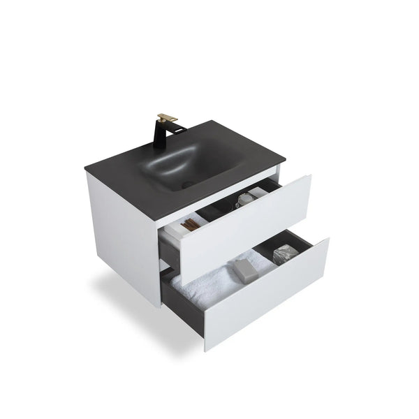 TONA Emily Floating Vanity with Black Countertop (26"-60") TONA Bathroom Furniture
