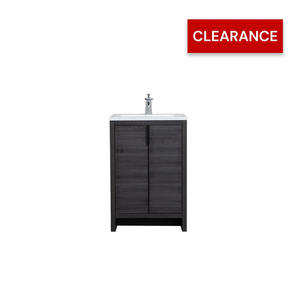 Evana 24'' Leached Oak Freestanding Bathroom Vanity with White Single Sink TONA Bathroom Furniture