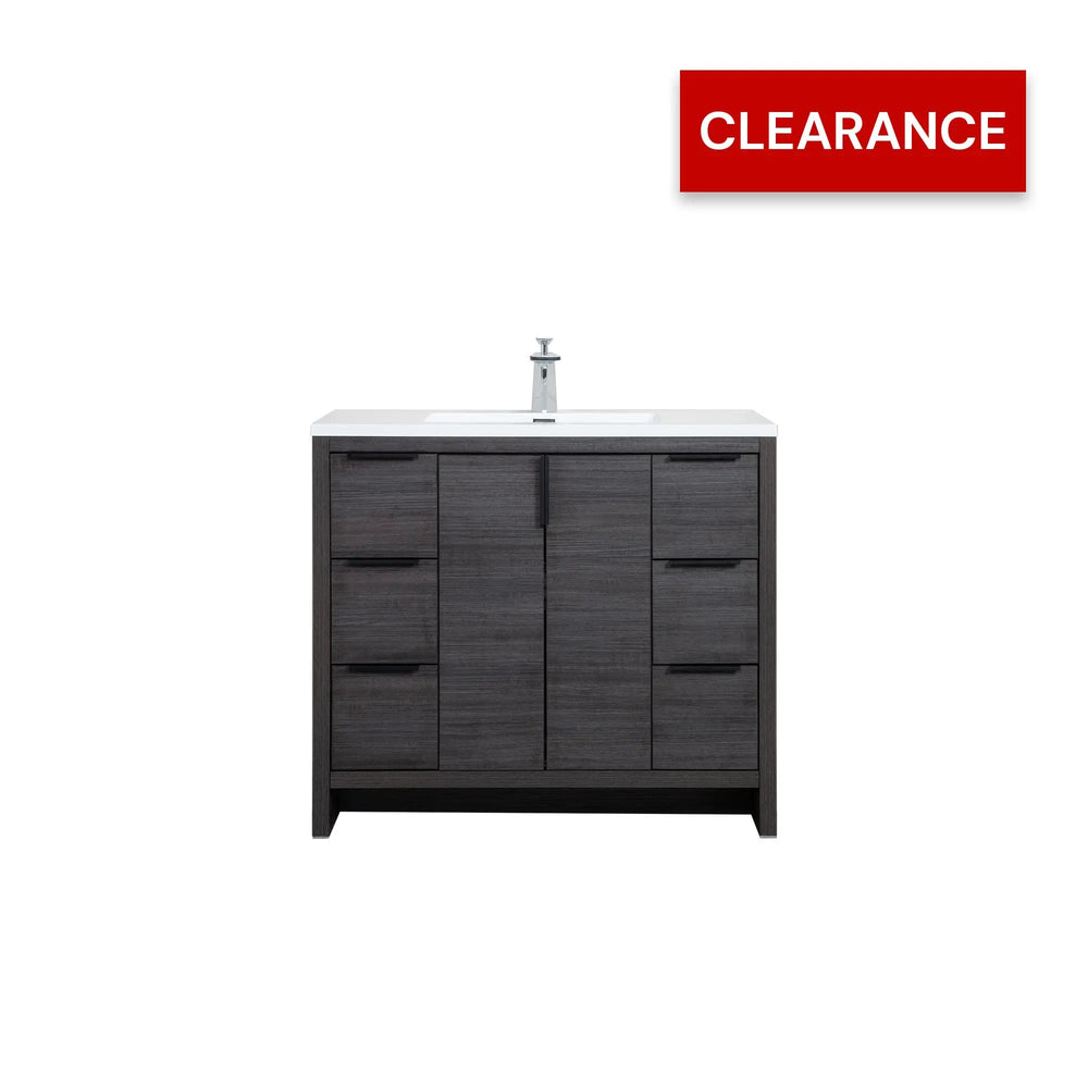 Evana 40'' Leached Oak Freestanding Bathroom Vanity with White Single Sink TONA Bathroom Furniture