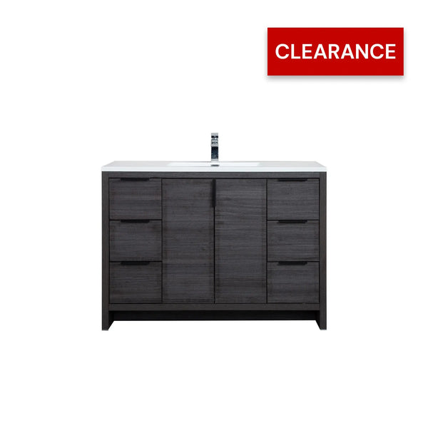 Evana 48'' Leached Oak Freestanding Bathroom Vanity with White Single Sink TONA Bathroom Furniture