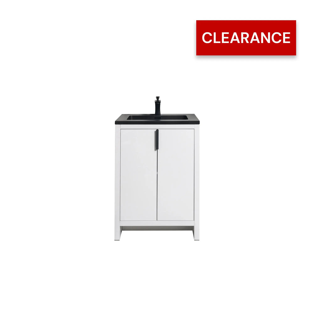 Evana 24'' White Freestanding Bathroom Vanity with Matte Black Single Sink TONA Bathroom Furniture