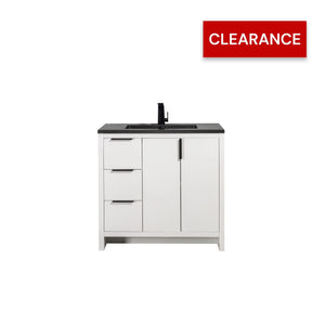 Evana 36'' White Freestanding Bathroom Vanity with Matte Black Single Sink TONA Bathroom Furniture