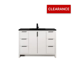 Evana 48'' White Freestanding Bathroom Vanity with Matte Black Single Sink TONA Bathroom Furniture