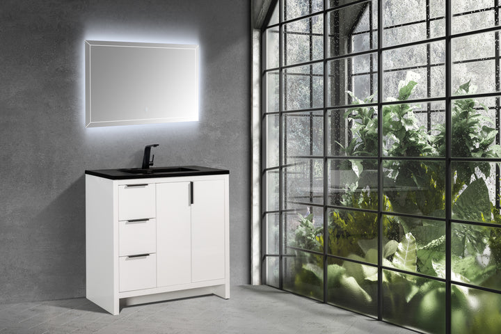 EVANA FREE STANDING VANITY WITH BLACK/WHITE COUNTERTOP (24''-60'')