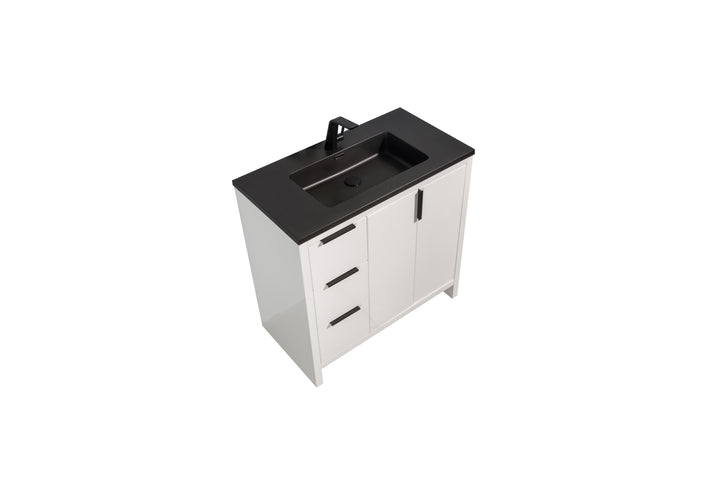 EVANA FREE STANDING VANITY WITH BLACK/WHITE COUNTERTOP (24''-60'')