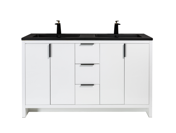 EVANA FREE STANDING VANITY WITH BLACK/WHITE COUNTERTOP (24''-60'')