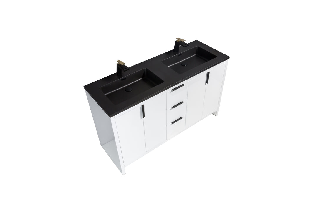 EVANA FREE STANDING VANITY WITH BLACK/WHITE COUNTERTOP (24''-60'')