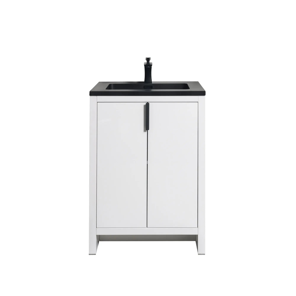 Evana 24'' White Freestanding Bathroom Vanity with Matte Black Single Sink TONA Bathroom Furniture