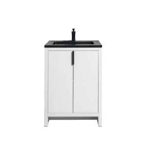 Evana 24'' White Freestanding Bathroom Vanity with Matte Black Single Sink TONA Bathroom Furniture