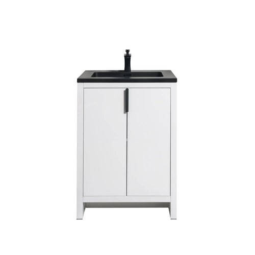 Evana 24'' White Freestanding Bathroom Vanity with Matte Black Single Sink TONA Bathroom Furniture