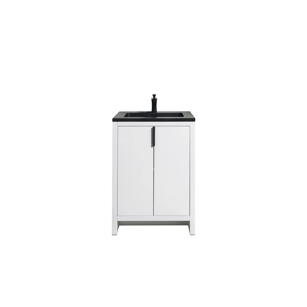 Evana 24'' White Freestanding Bathroom Vanity with Matte Black Single Sink TONA Bathroom Furniture