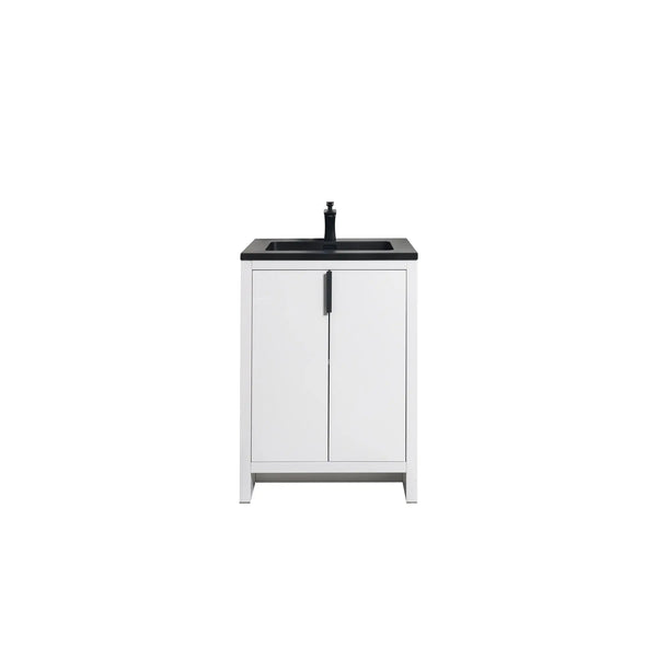 Evana 24'' White Freestanding Bathroom Vanity with Matte Black Single Sink TONA Bathroom Furniture