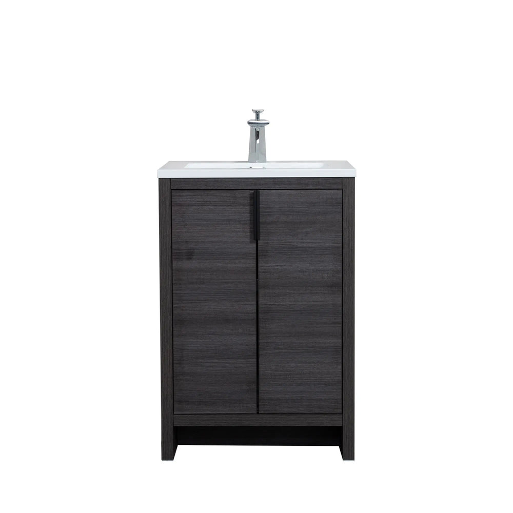 Evana 24'' Leached Oak Freestanding Bathroom Vanity with White Single Sink TONA Bathroom Furniture