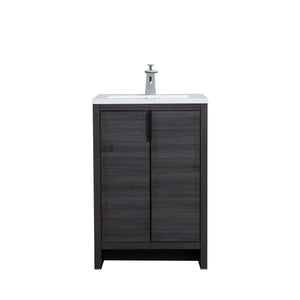 Evana 24'' Leached Oak Freestanding Bathroom Vanity with White Single Sink TONA Bathroom Furniture