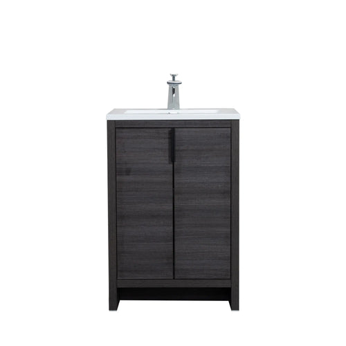 Evana 24'' Leached Oak Freestanding Bathroom Vanity with White Single Sink TONA Bathroom Furniture