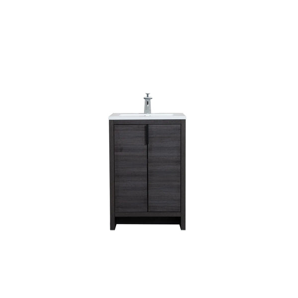 Evana 24'' Leached Oak Freestanding Bathroom Vanity with White Single Sink TONA Bathroom Furniture