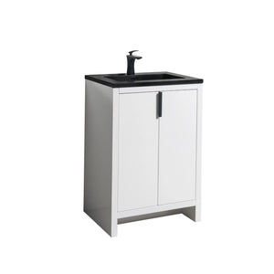 Evana 24'' White Freestanding Bathroom Vanity with Matte Black Single Sink TONA Bathroom Furniture