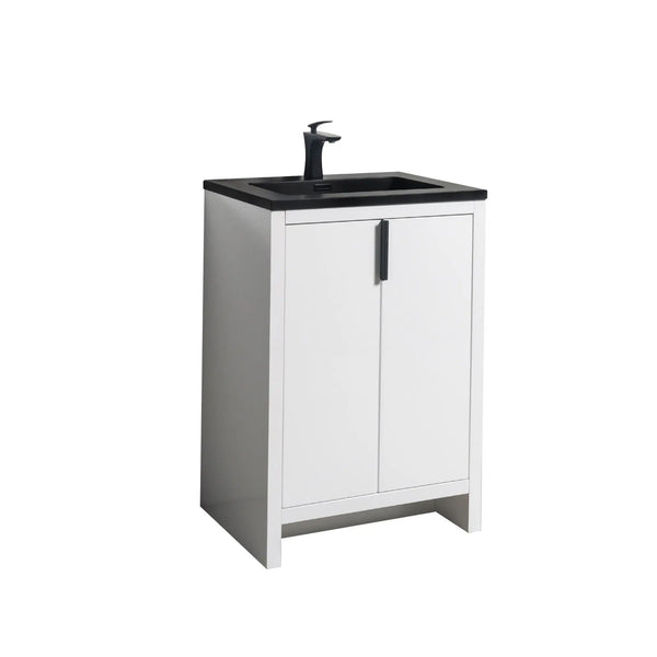 Evana 24'' White Freestanding Bathroom Vanity with Matte Black Single Sink TONA Bathroom Furniture
