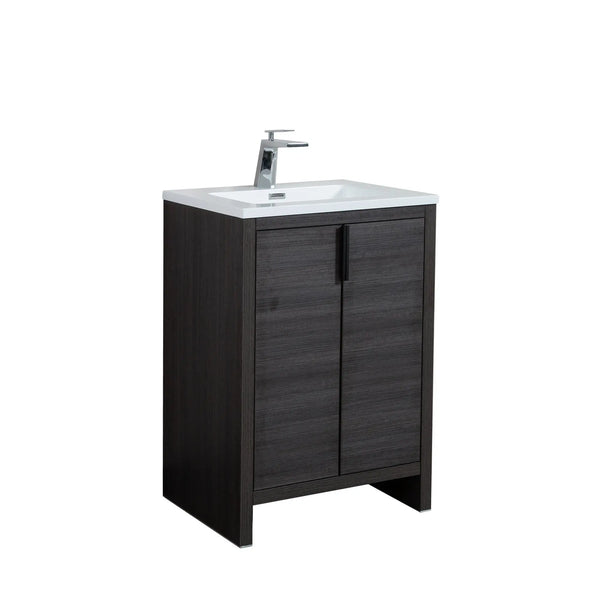Evana 24'' Leached Oak Freestanding Bathroom Vanity with White Single Sink TONA Bathroom Furniture